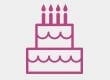 Small birthday cake icon, which represents that All About Eyes has been in business for 18 years in Iowa & Illinois