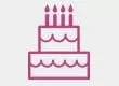 Small birthday cake icon, which represents that All About Eyes has been in business for 18 years in Iowa & Illinois